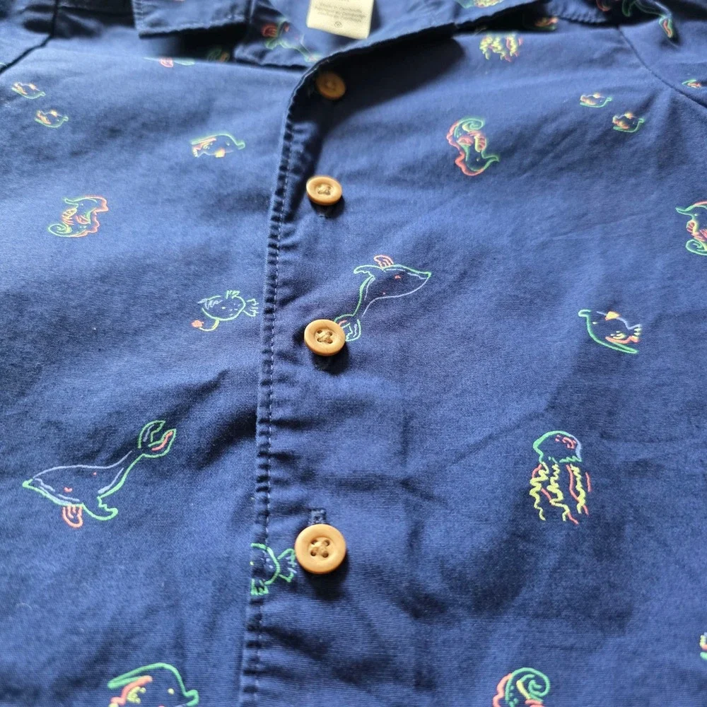 Carters Baby Boy 6M Navy Blue Neon Sea Creature Shirt and Shorts Set 2 Piece